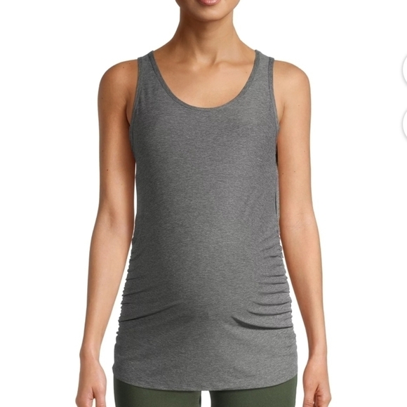 Time and Tru Gray Ruched Side Sleeveless Maternity Basic T-Shirt Tank Top Sz XL - Picture 1 of 7